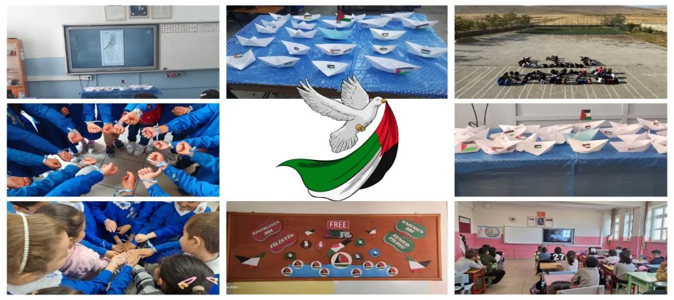 YUNAK’TA OKULLARDAN FİLİSTİN’E DESTEK: EŞZAMANLI FARKINDALIK ETKİNLİKLERİ