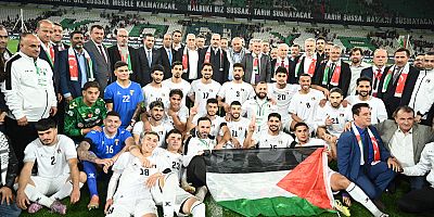 FİLİSTİN MİLLİ TAKIMI İLE KONYASPOR’UN KARŞILAŞTIĞI MAÇTA TÜM DÜNYAYA FİLİSTİN’E DESTEK MESAJI VERİLDİ